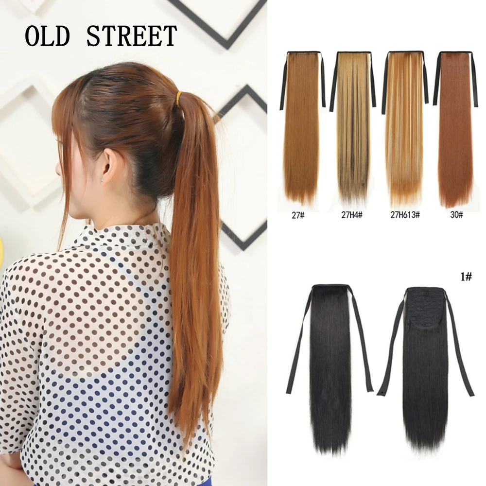 

Синтетическая прямая термостойкая повязка для волос, повязка для конского хвоста, Омбре, парик «конский хвост» для наращивания волос