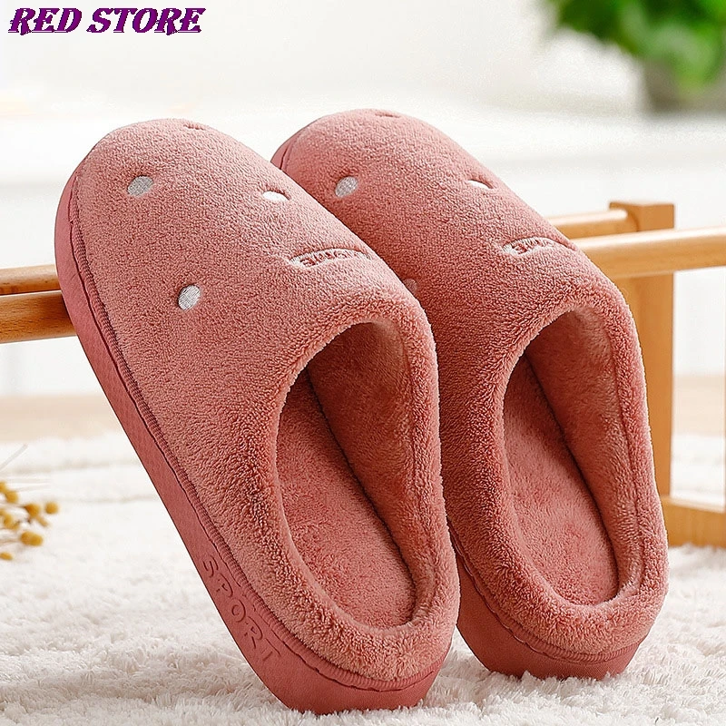 

New Men Women Solid Comfy Plush Indoor Slippers Casual Soft Warm Home Flat Shoes
