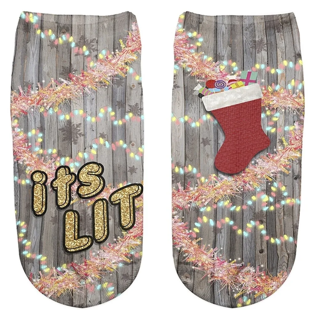 2019 новые рождественские носки с объемным рисунком женские модные короткие