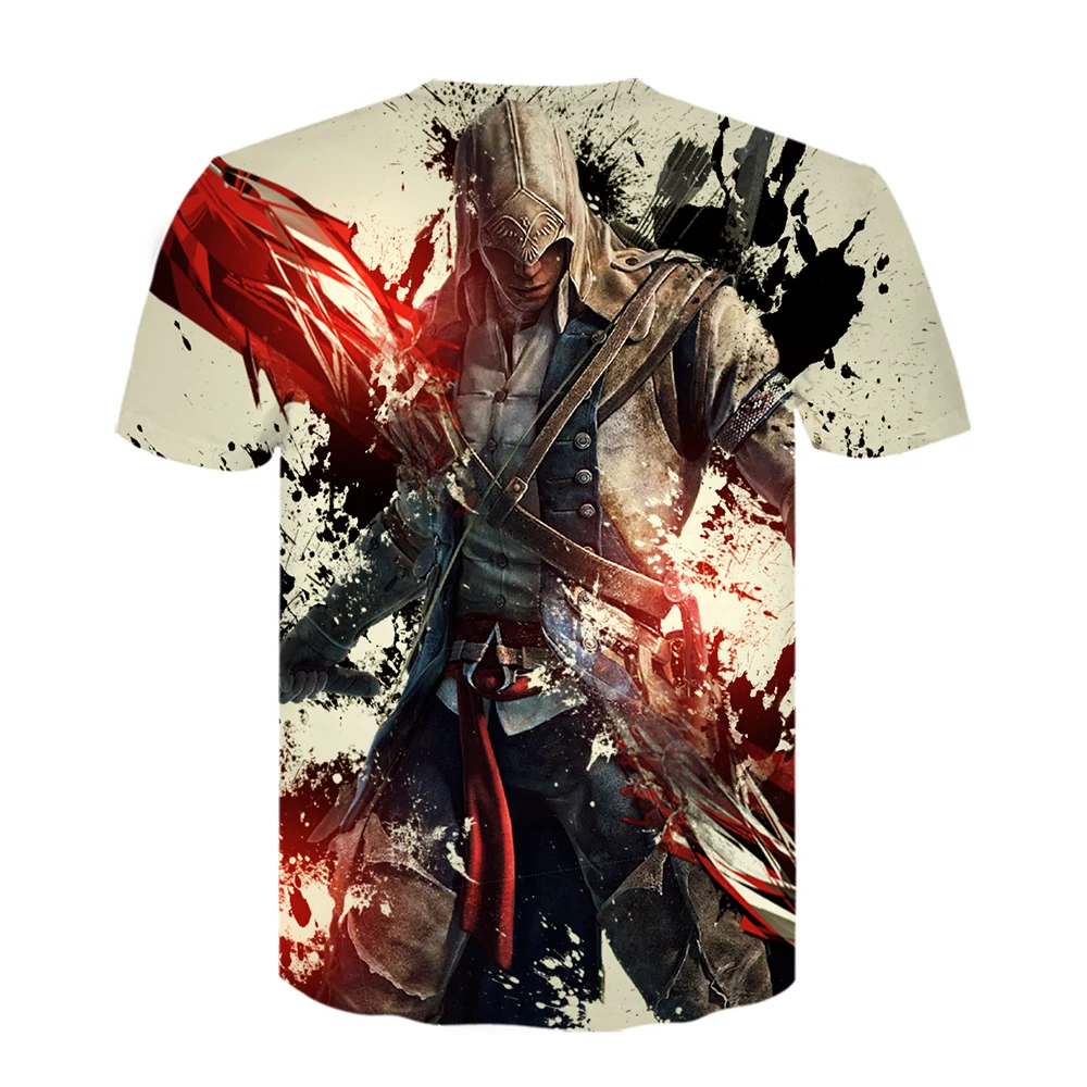 Повседневная мужская Assassins Creed футболка Веселая футболка с короткими рукавами с 3D принтом летние футболки в стиле хип-хоп белая рубашка мужские рубашки