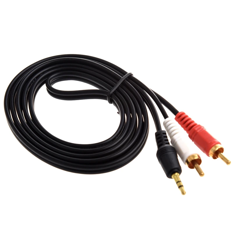 3.5mm Jack to 2 x RCA Phono Audio Cable Gold 1m Lead