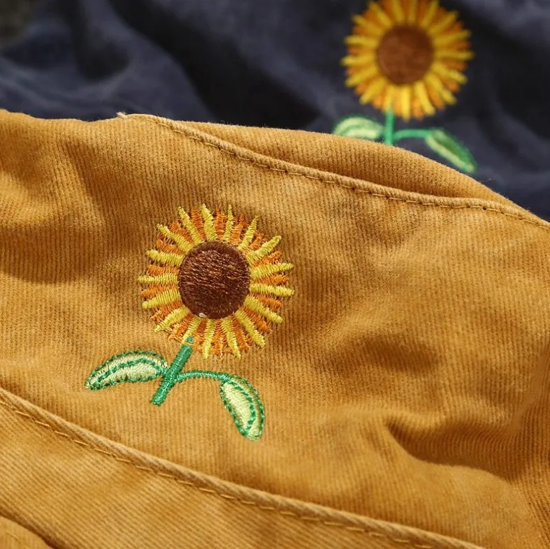 2020 два боковых Реверсивный подсолнечника ведро шляпа для женщин джинсовой ткани