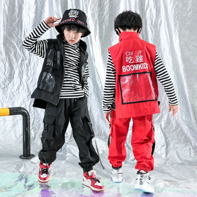 Костюм для джазовых танцев хип-хоп детский топ с капюшоном и длинными рукавами