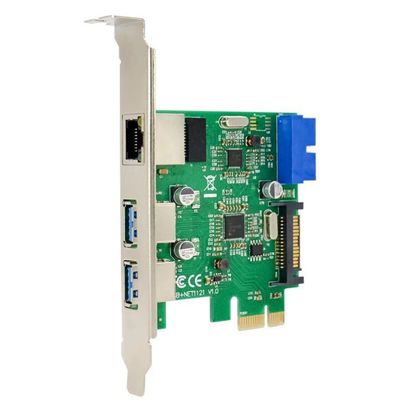 AAAJ-PCI-E SuperSpeed USB 3.0 + Gigabit RJ45 LAN Network Control Card Dual Chip | Компьютеры и офис