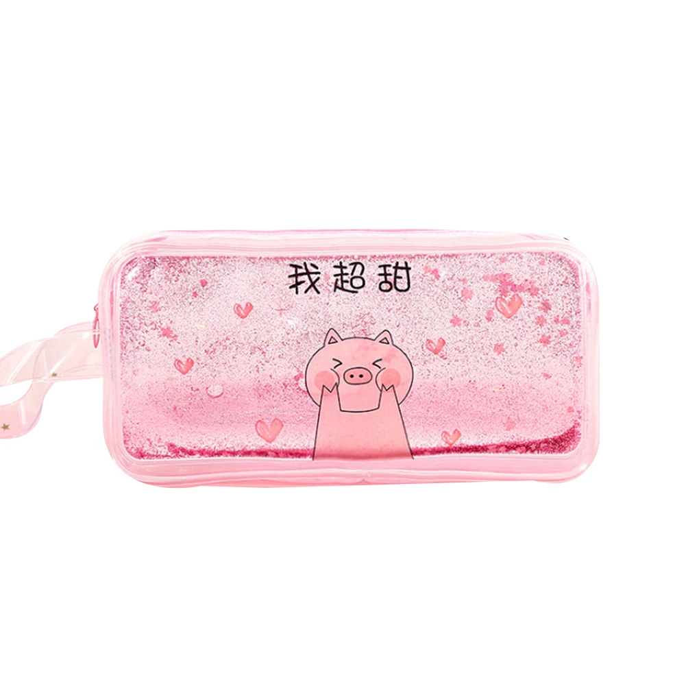 

Cute Quicksand Oil Transparent Pencil Case Bag Girls Cosmetic Storage Pouch