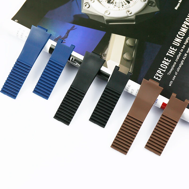 Watch Accessories Men's Silicone Strap 25mm Suitable for Athens Strap Curved Interface Women's Rubber Sports Waterproof Strap