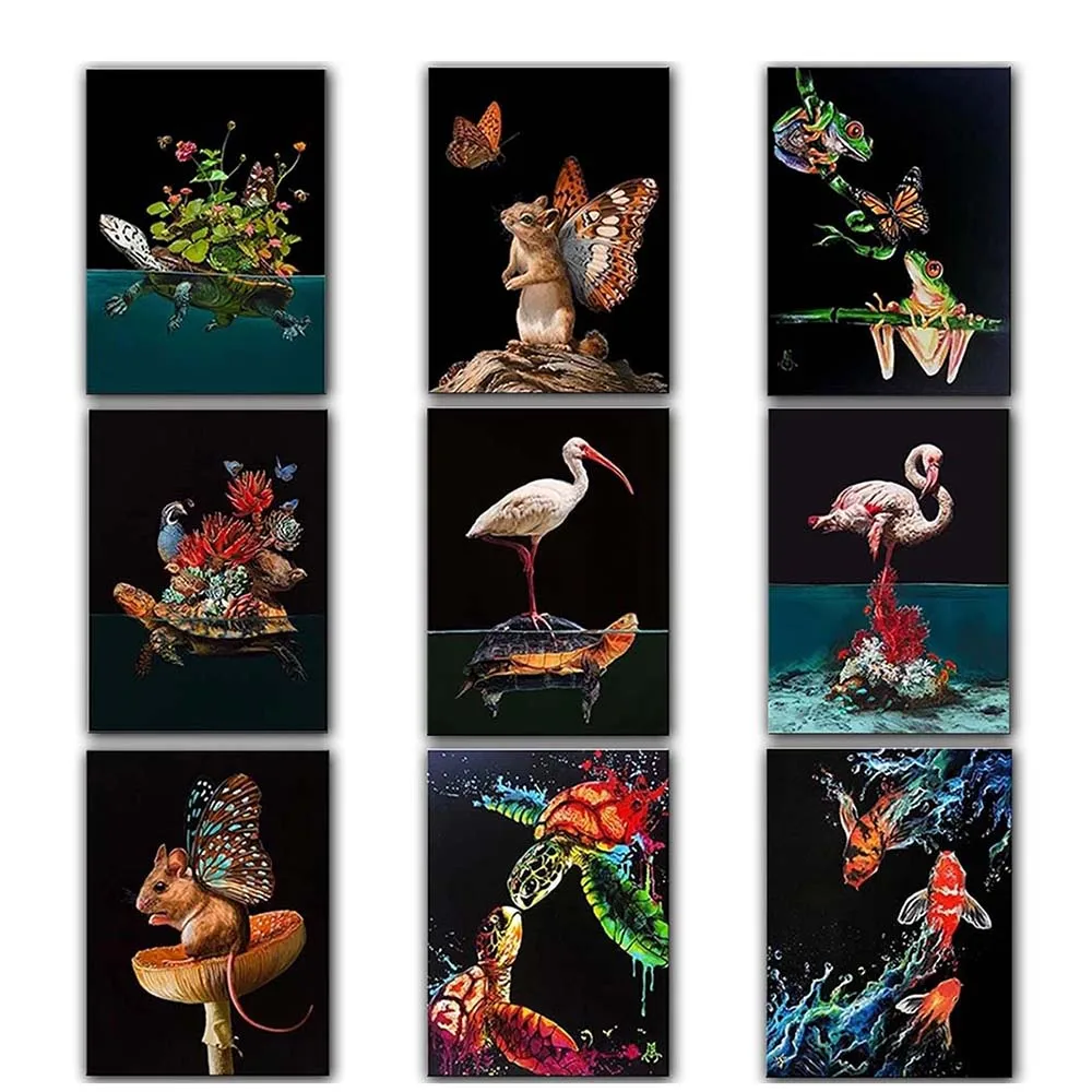 Набор для алмазной живописи 5D вышивка крестиком в виде темных животных фламинго