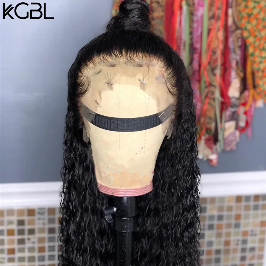 KGBL кудрявые 13*4 Кружева спереди среднего соотношения 8 ”-24” не-Remy человеческие