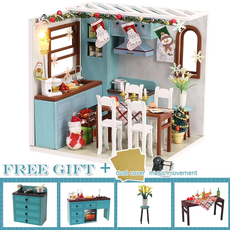 SDM11C CUTEBEE кукольный дом Миниатюрный DIY кукольный домик с деревянная мебель для дома игрушки для детей рождественские подарки - Цвет: SDM11C