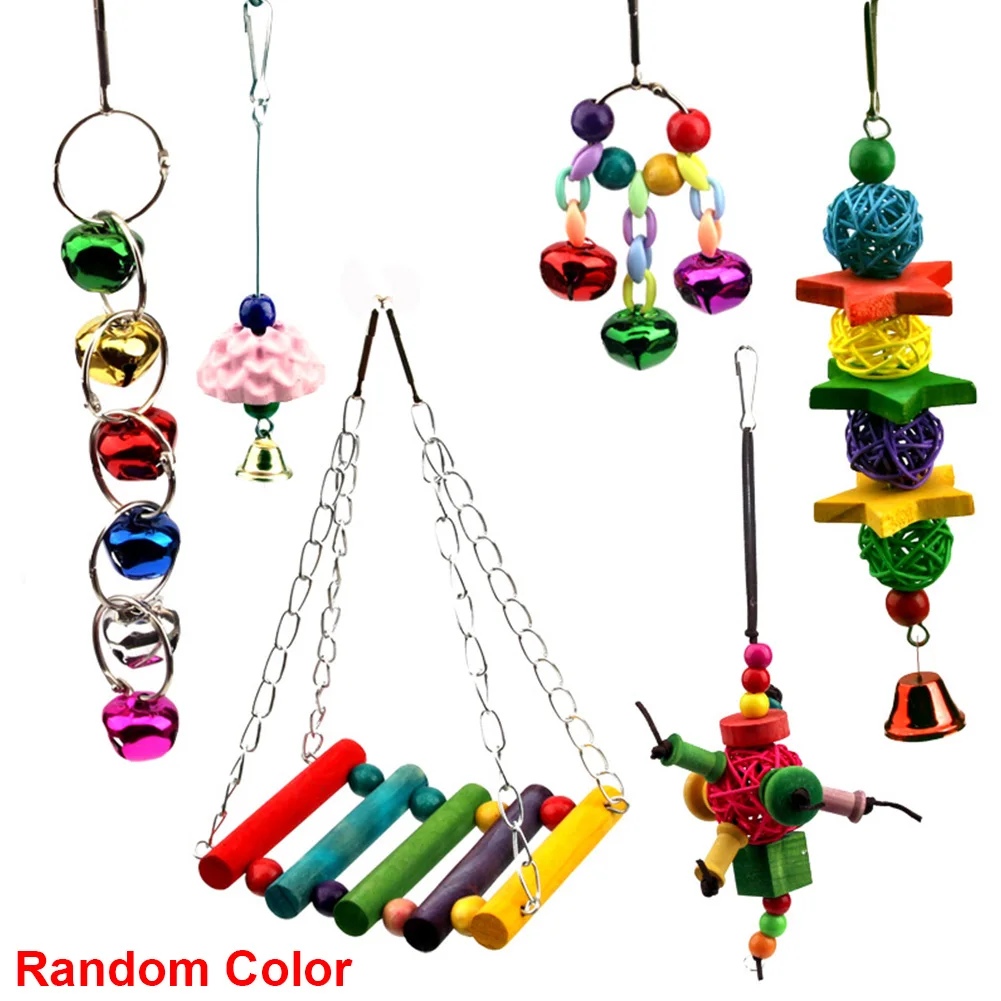 6 шт. нетоксичные подвесные колокольчики гамак игрушка попугай декоративные