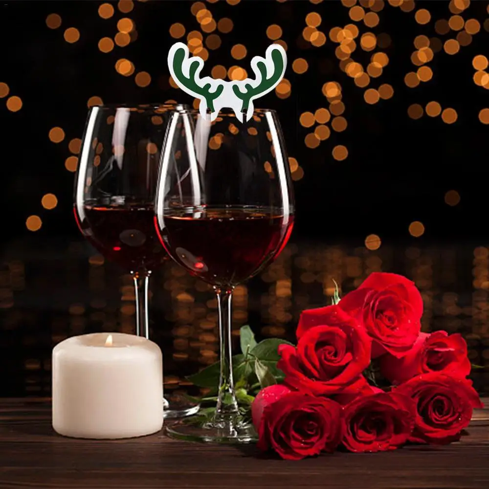 B-10pcs Рождественский стеклянный знак флаг для рождевечерние шляпа ужина