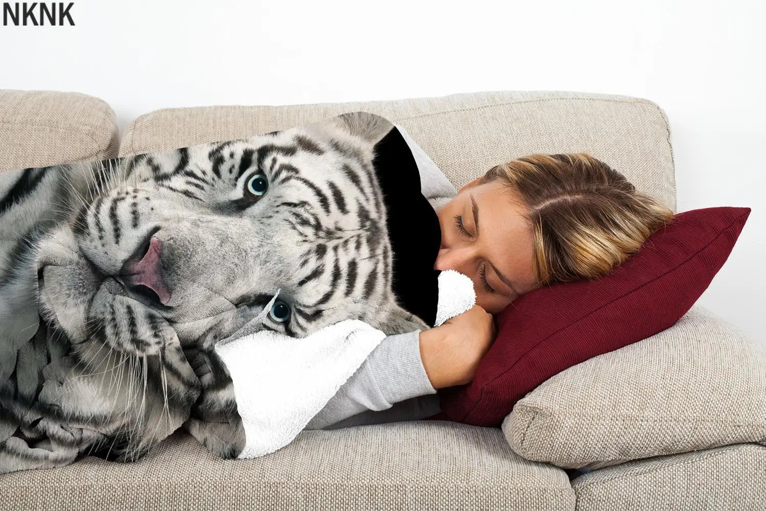 NKNK Brank Animal Blankets White tiger For Beds Creativity Bedding Throw Harajuku Plush Blanket Sherpa | Дом и сад