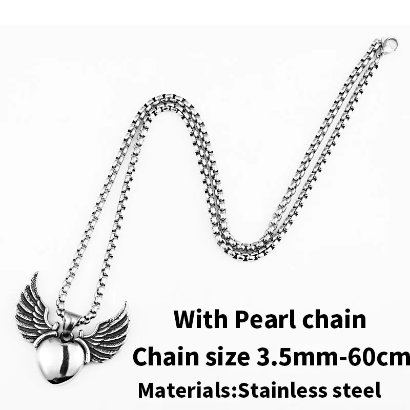 heart with pearl Нержавеющая сталь Новое поступление Угол крыла панк черепа мужчины кулон из нержавеющей стали высокого качества ювелирные изделия - Окраска металла: heart with pearl