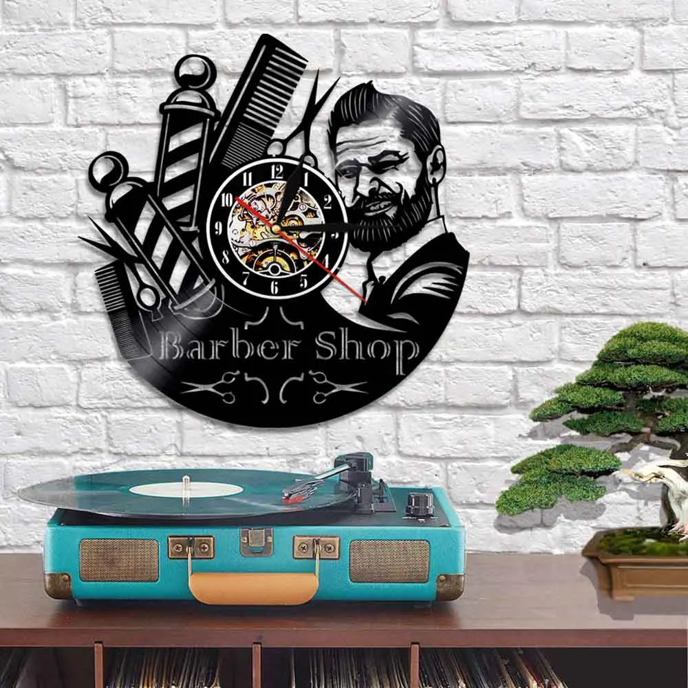 Уход за волосами настенные часы для парикмахерской CD виниловая запись