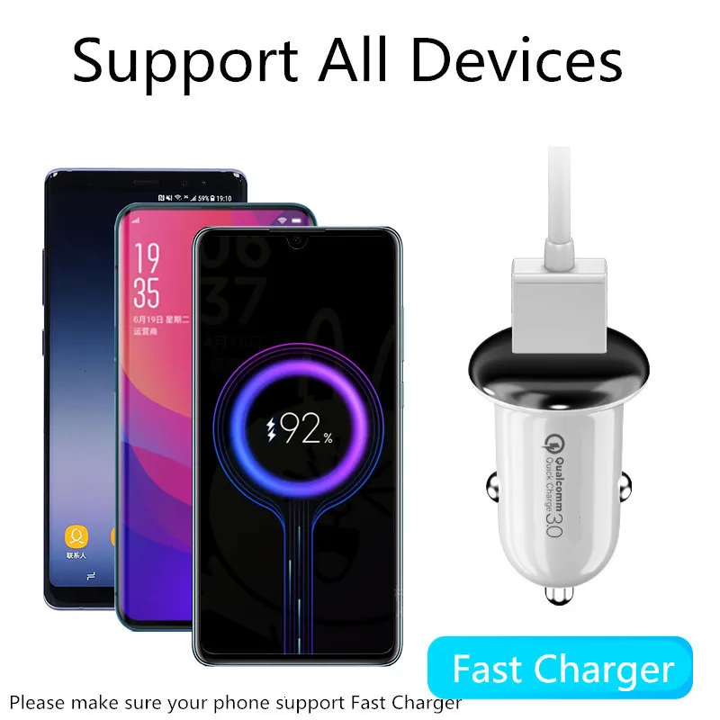 QC3.0 мини USB Автомобильное зарядное устройство для мобильного телефона планшета gps 3.1A быстрое зарядное устройство автомобильное зарядное устройство 2 порта USB автомобильный адаптер зарядного устройства для телефона в автомобиле