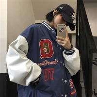 vintage bear letters baseball jacket coat women oversized 2021 spring new harajuku korean style loose outerwear cool girls ins