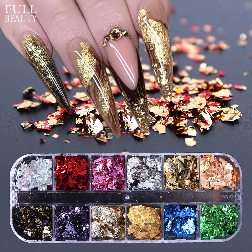 

1 Set Of Nail Art Sequins Nail Art Patches Lns Platinum Chopped Paper Gold And Silver Paper Foil Nails Nail Art Decoration