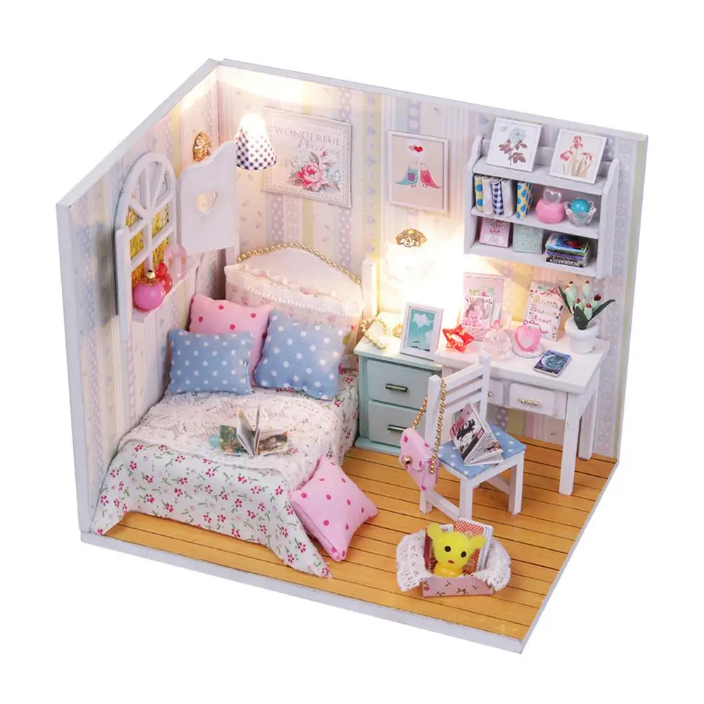 

DIY home Doll House Villa Model 3D Miniature Cherry Dollhouse Wooden Furniture Tree Doll toy Furniture Dolls Houses Toys Gifts