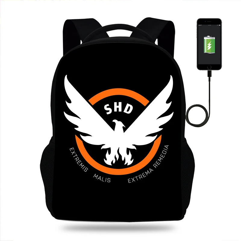 Школьные сумки игровой рюкзак Tom Clancy's The Division с принтом для подростков мальчиков