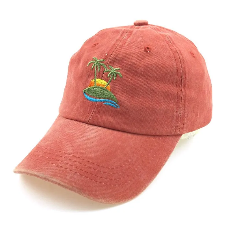 Новинка 2020 бейсболка шапка для папы Пляжная с деревьями вышивкой регулируемая