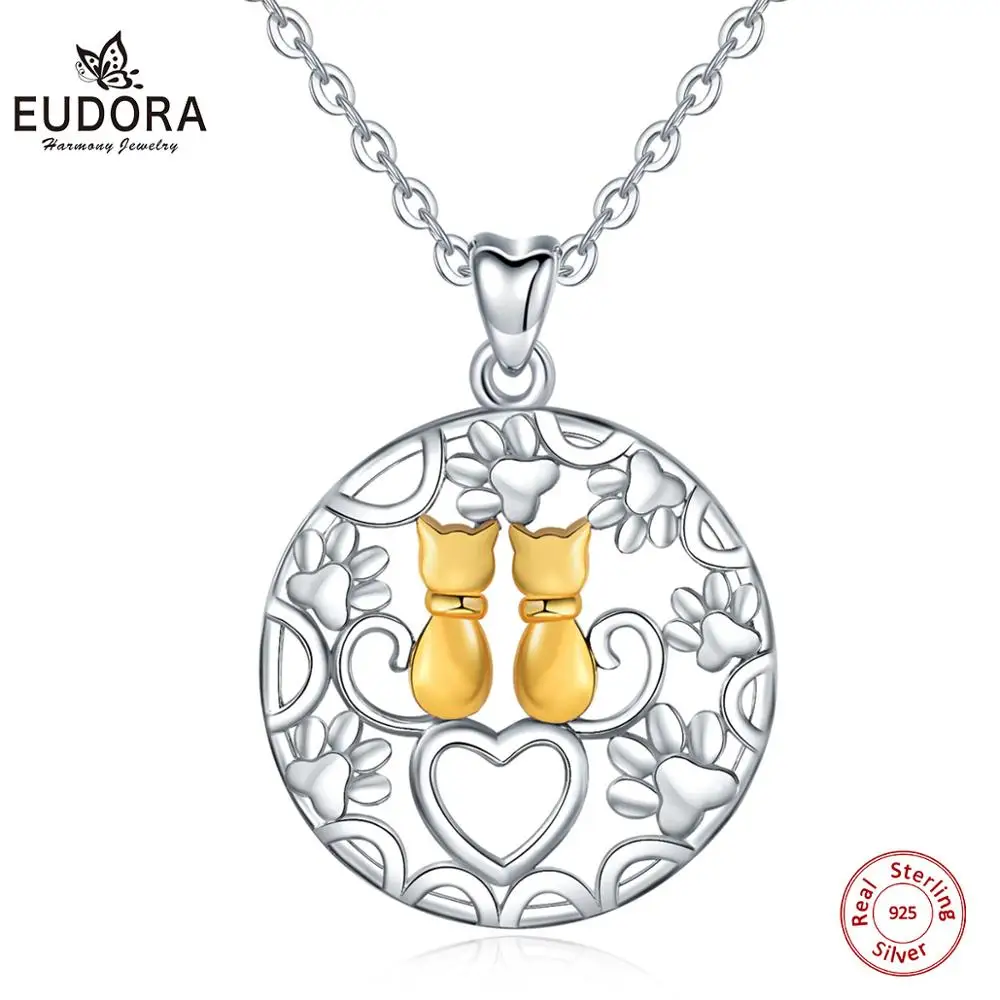 Ожерелье Eudora из стерлингового серебра с подвеской в виде животных два золотых