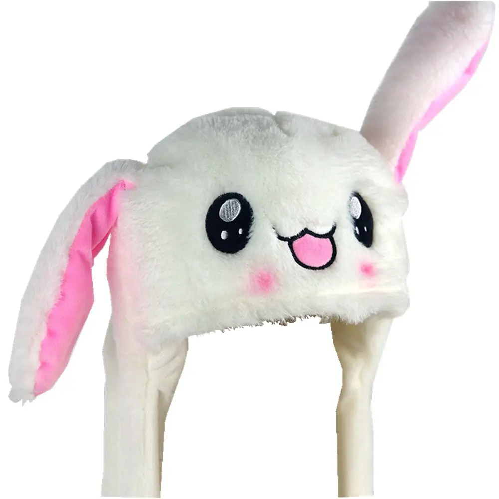 Счастливый плюшевый заячьими ушками шапка танцующий сжимающее ухо вертикальное