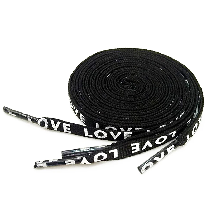 1Pair Double-sided LOVE Letter Printed Shoelaces Flat Durable Polyester Sneakers Shoelace Women Men Casual Canvas Shoe Strings