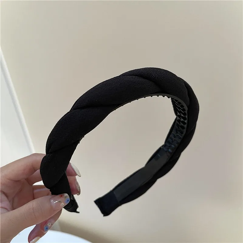 

Fashion Solid Color Satin Hair Accessories Wide Weaving Hairbands Braided Headband Hair Hoop Woman Hair Bands Bezel Headdress