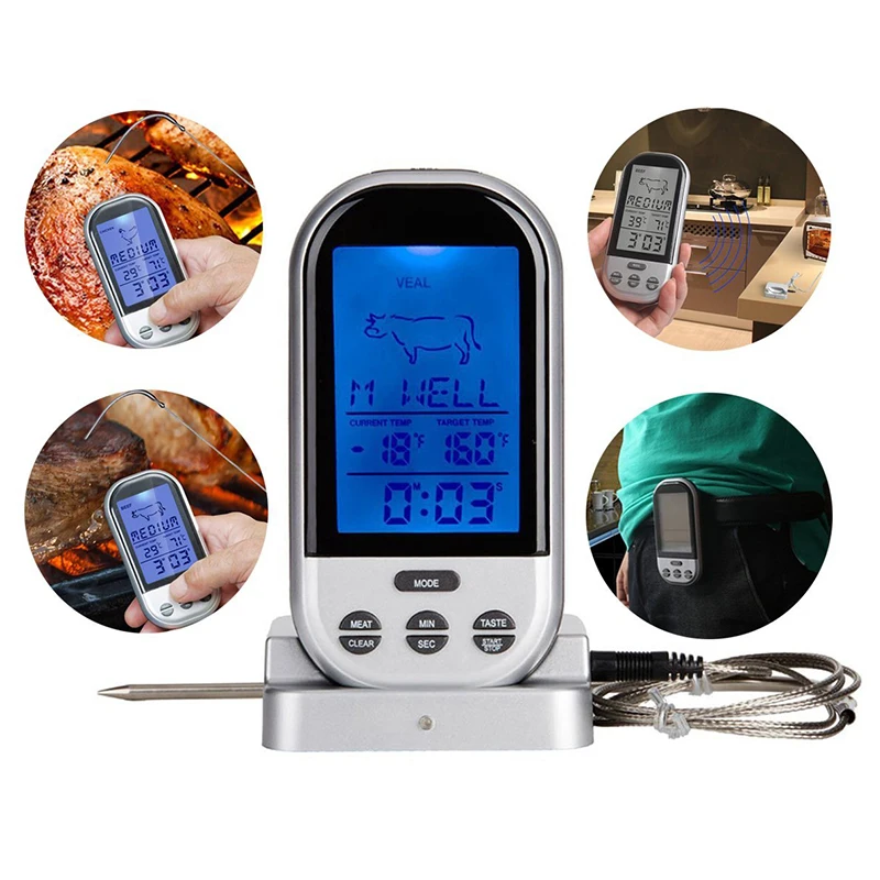 Цифровой беспроводной термометр для духовки мяса барбекю гриль Кухонный