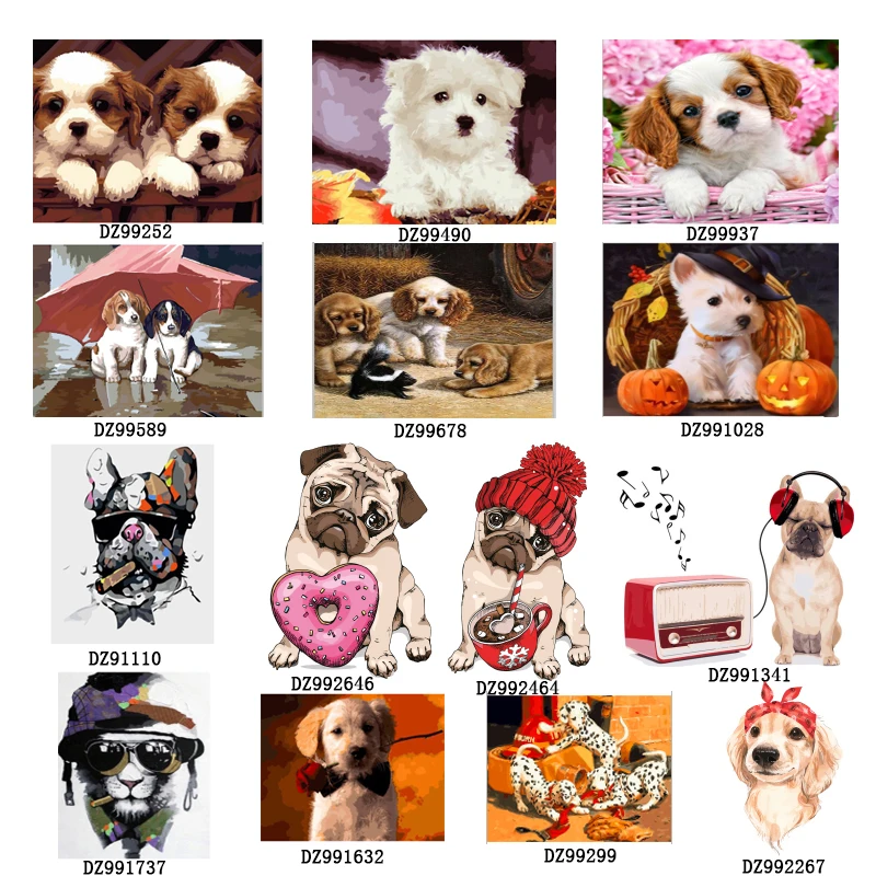 Dog series Diy painting number diy oil paint by numbers kit canvas for kids adults art | Дом и сад