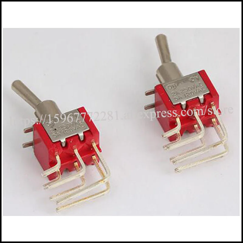 Миниатюрный тумблер MTS 202 C4 ON рокер переключатель DPDT 6P 6A 125VAC 3A 250VAC черного и