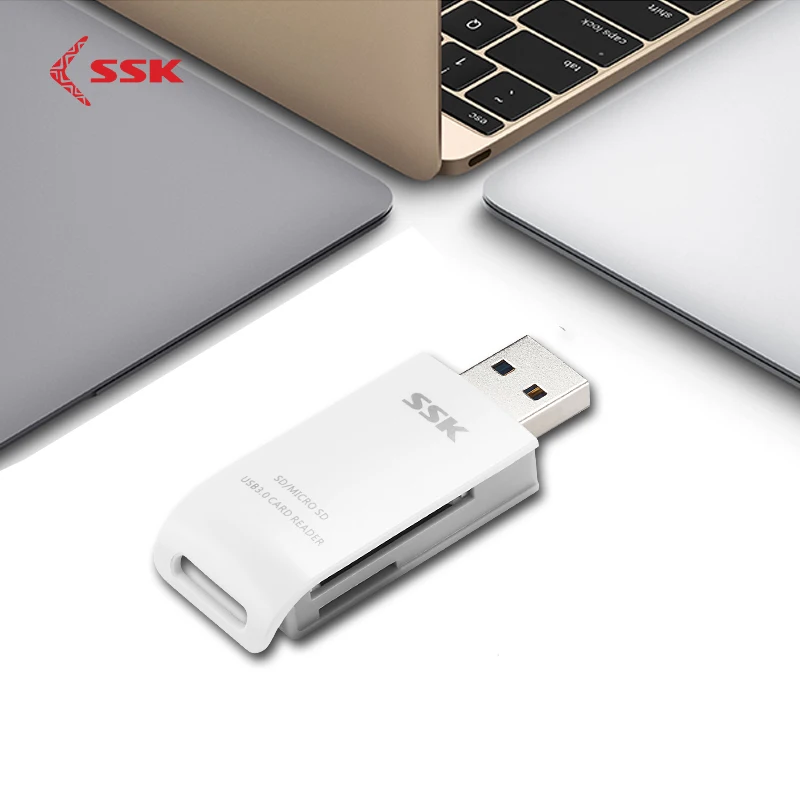 SSK кардридер USB 3,0 для SD микро-sd SDXC TF кард-ридер для ноутбука планшета смарт-карт памяти адаптер синий белый