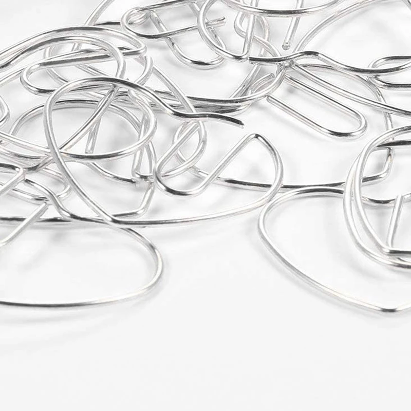 

100 Pieces 3cm Love Heart Shaped Small Paper Clips Bookmark Clips for Office School Home (Silver color)