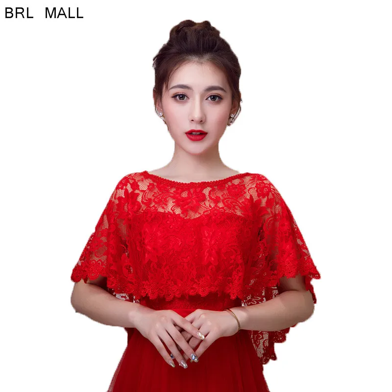 Красные кружевные свадебные куртки болеро черная пышная Свадебная накидка для