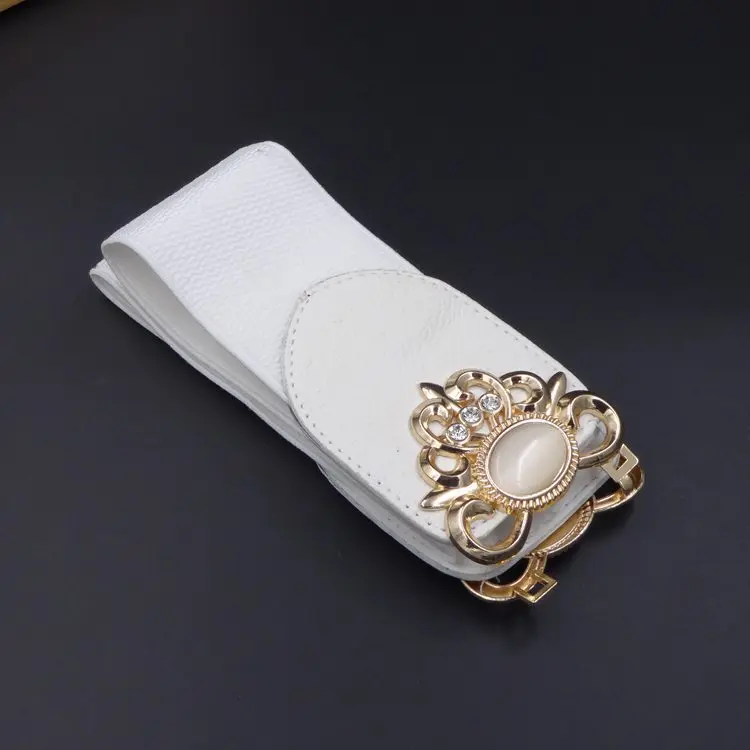 

New luxury brand fashion girl Waist Seal Korean Style waist sealing matchs skirt Cat Eye Stone Water Diamond elastic Wide Belt