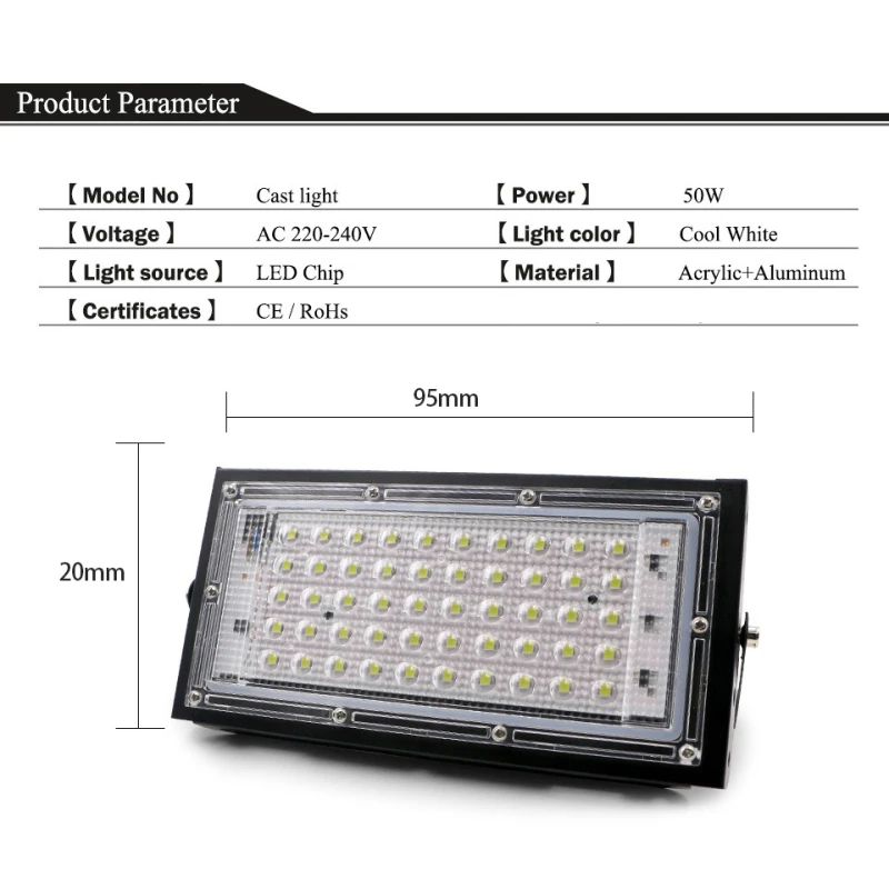 

50W Led Flood Light AC220V Outdoor Floodlight Spotlight IP65 Waterproof LED Street Landscape Refletor Hiking Lamps Garden Light