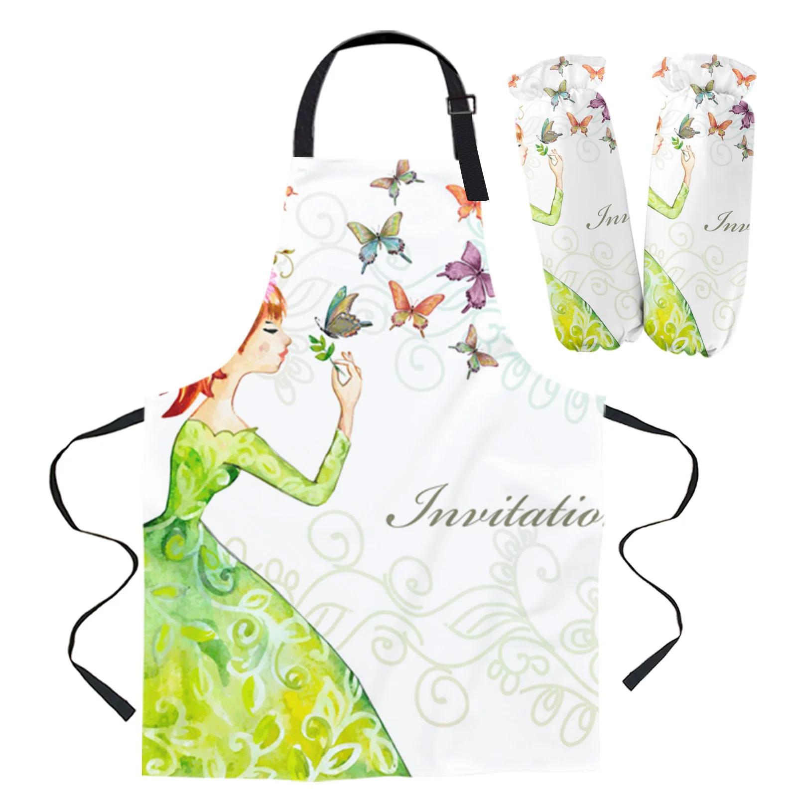 С украшением в виде бабочки Крылья цветы фартук Кухня бытовой уборки передник