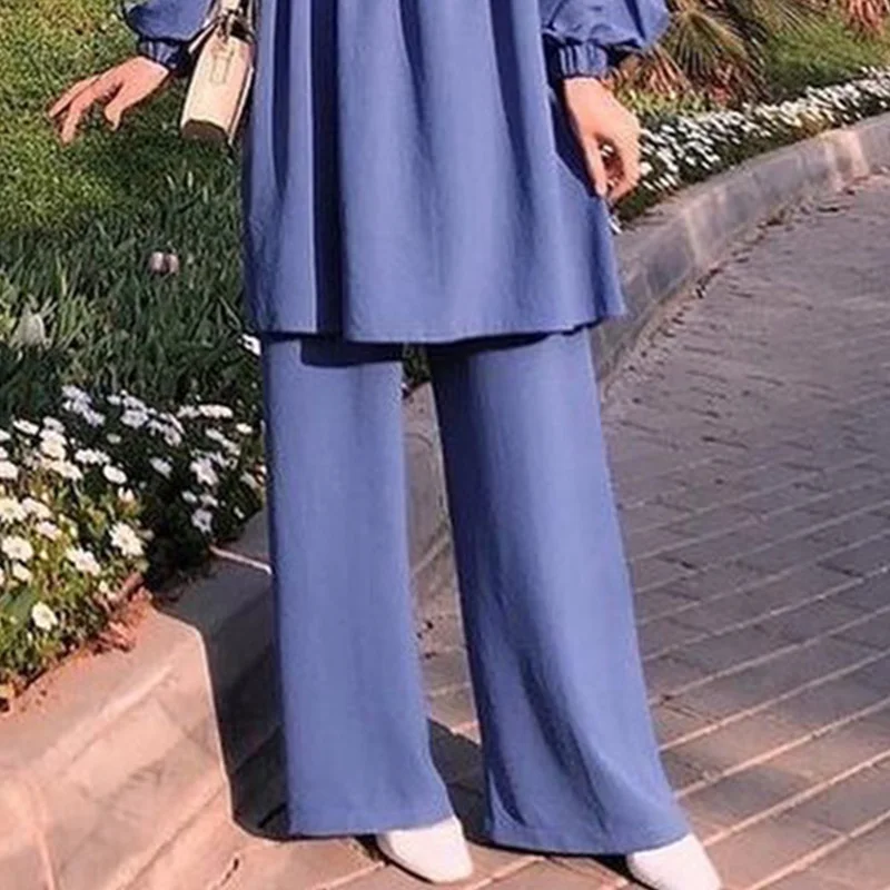 

Middle East Israel Spain Muslim Women Pants Set Saudi Arabia Girls Wear Top Casual Set Islamic Ramadan Women Two-Piece Set Abaya
