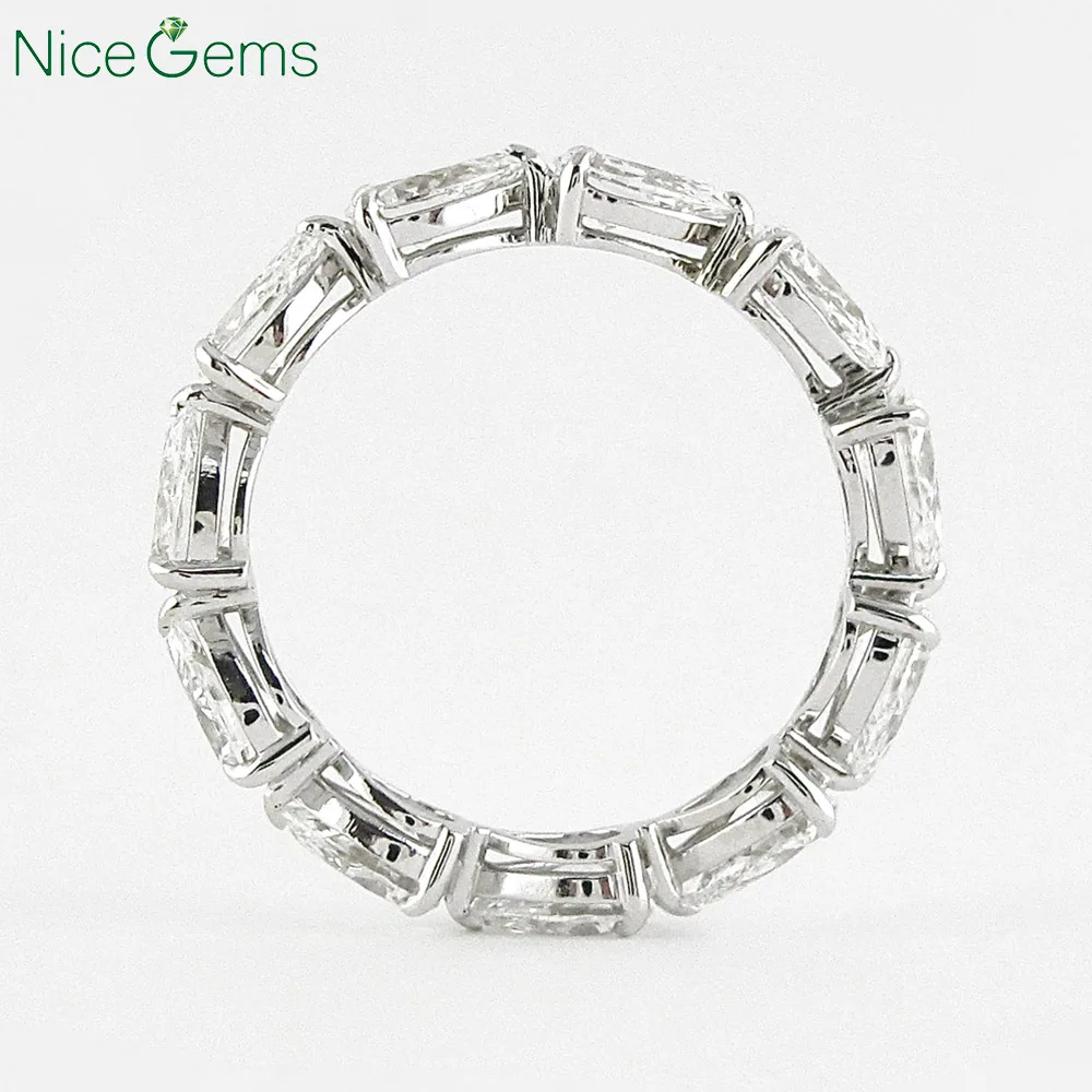 NiceGems сплошной 14K белый золотой 4CTW грушевидная огранка Муассанит лента
