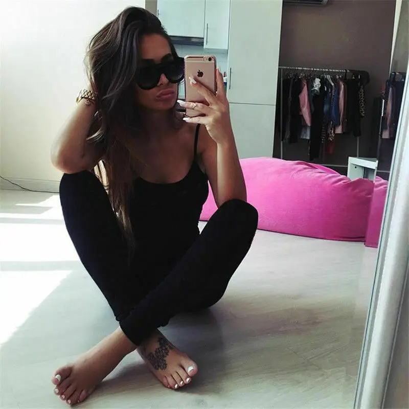 Женский Облегающий комбинезон на бретельках спортивный для фитнеса штаны без