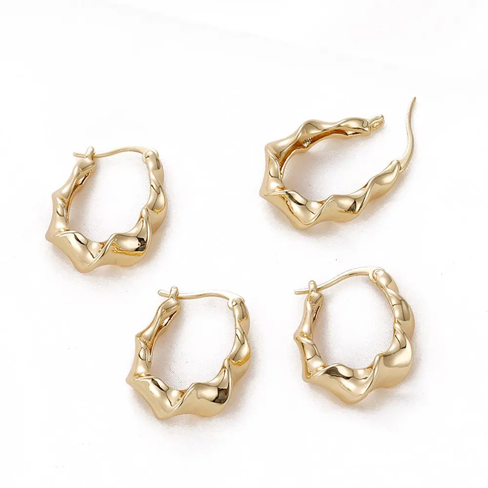 

2PCS Wavy U Shape Ear Studs Silver Needle Plating 14K Gold Superior Quality Charms for Jewelry Findings Making DIY Accessories