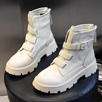 platform ankle boots women shoes white leather ankle boots women punk shoes thick bottom motorcycle boots dr mujer
