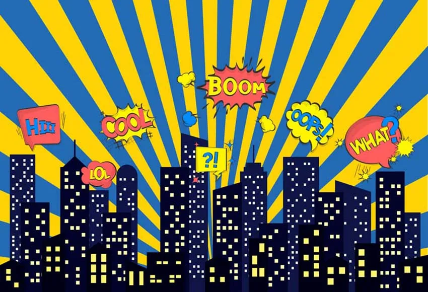 Фотозадник для дня рождения мальчика Superhero City Building от Avezano для фотостудии.