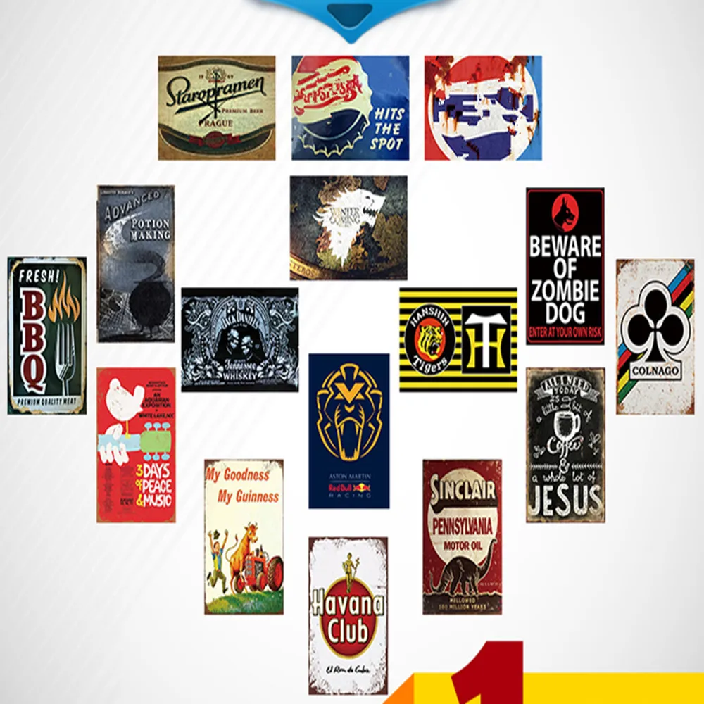 10 шт. мы отправим на наш выбор несколько стилей Винтаж Жесть металлическая