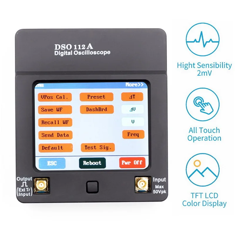 DIY Kit портативный осциллограф TFT Мини цифровой сенсорный экран USB интерфейс 2 МГц