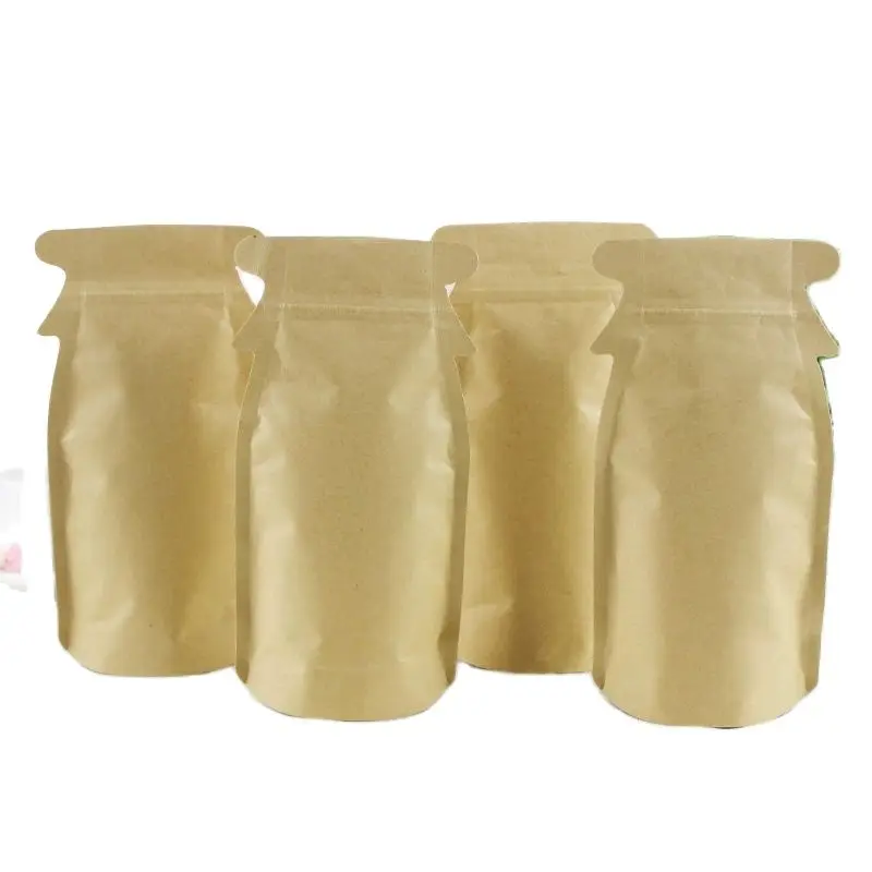 

WincoPack Stand Up Aluminum Foil Lined Coated Penguin Shape Kraft Paper Bags with Zipper Top for Dried Food Nuts Tea Packaging
