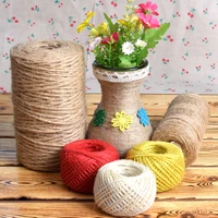 2mm 100m natural burlap hessian jute twine string tag label diy hang rope wedding home decorative crafts gift packing supplies