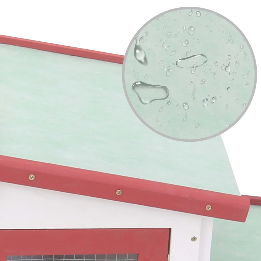 

Outdoor Large Rabbit Hutch Red and White 80.3"x17.7"x33.5" Wood