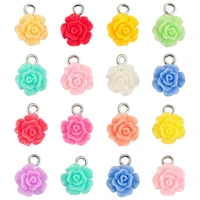 50pcslot mixed color resin rose flower charms pendants diy bracelet keychain for jewelry making accessories gift