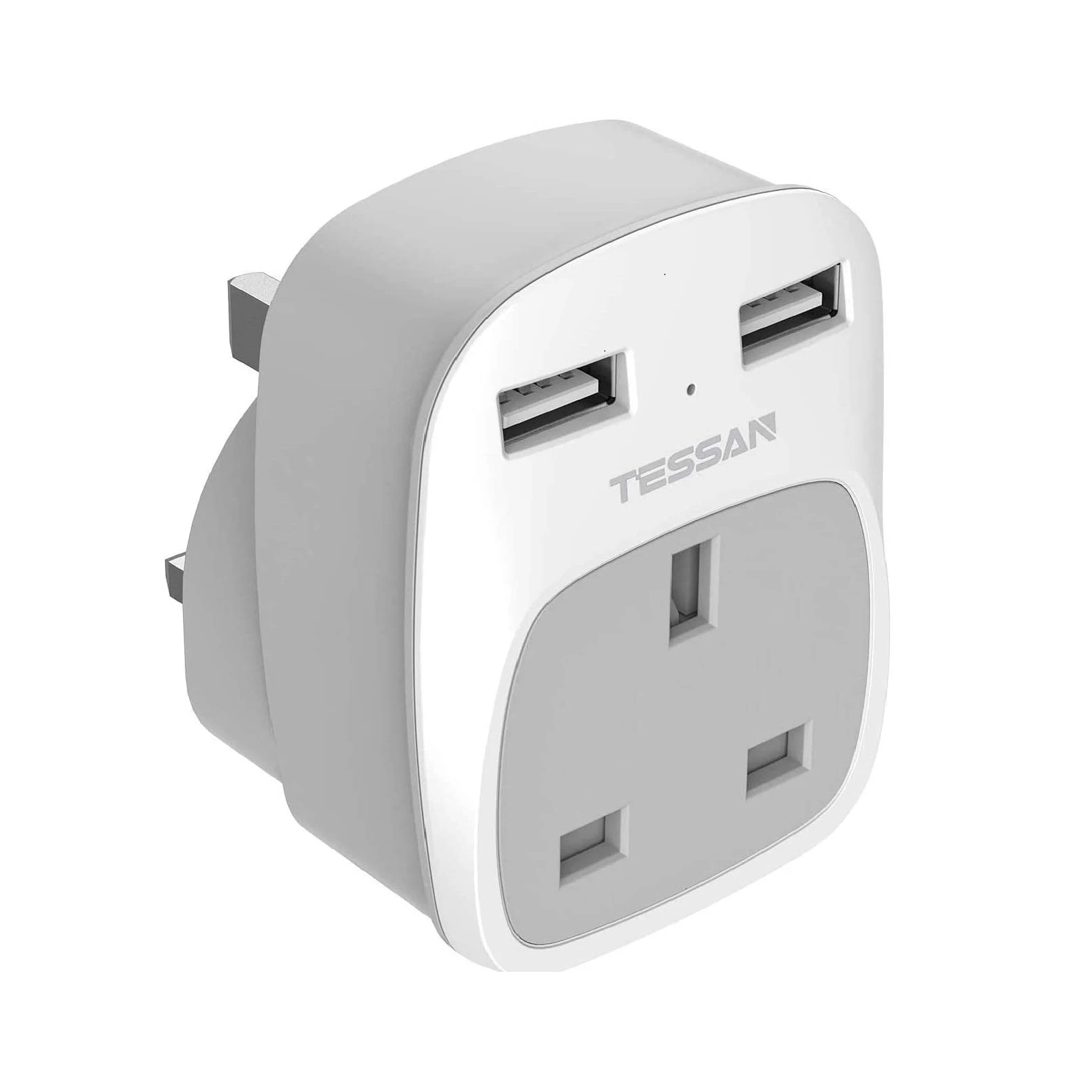 

TESSNA UK Travel USB Adapter with 2 USB Ports (2.4A), 13A 3 Pin UK Wall Charger Overload Protection for Smartphone, Tablet, Mp3